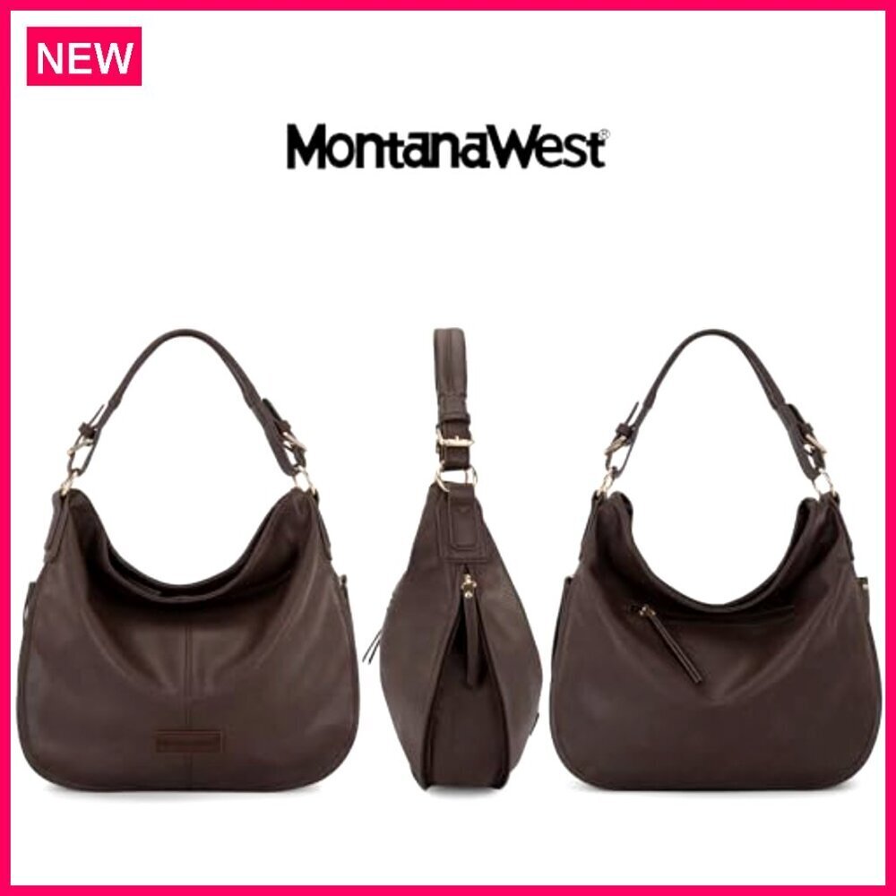 Large Vegan Leather Hobo Bag with Adjustable Strap, Multiple Pockets - Picture 4 of 8